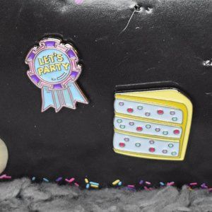 🔥 3/$15 NWT Batch & Bodega Cake and Let's Party Ribbon Lapel Pins Set of 2